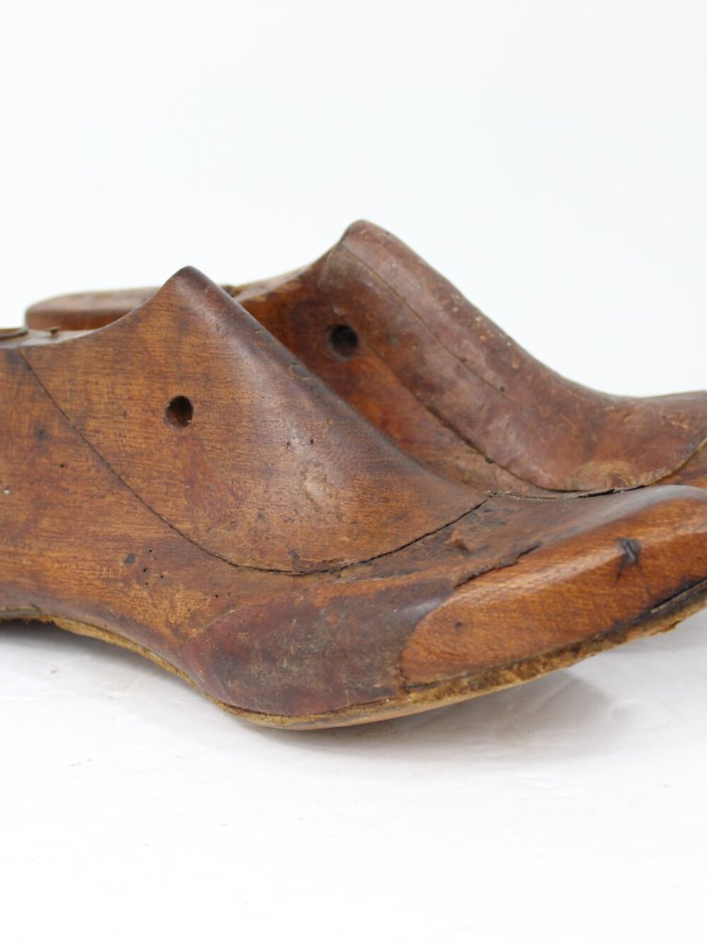 Pair Hand-carved Collectible Wooden Cobblers Shoe Form Antique Industrial